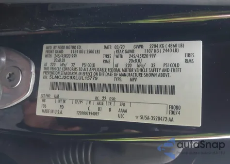 2020 Lincoln Corsair Reserve from USA, damaged, VIN 5LMCJ2C9XLUL15779